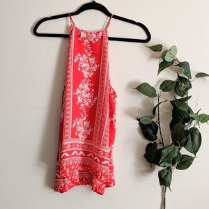 Mine Bright Red and Floral Tank SIZE M